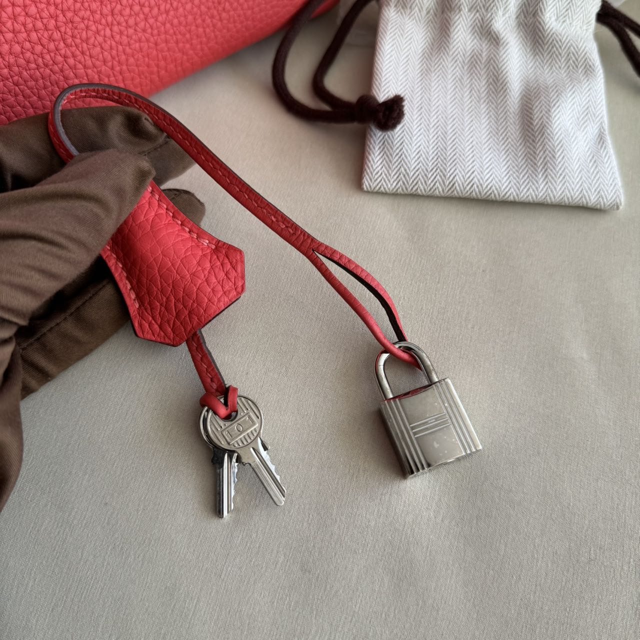 Pre-owned Certified Hermes Birkin 30 Rouge Pivoine 2R Togo Silver Hardware, 2015 (T), w/ Dust bag, lock&key