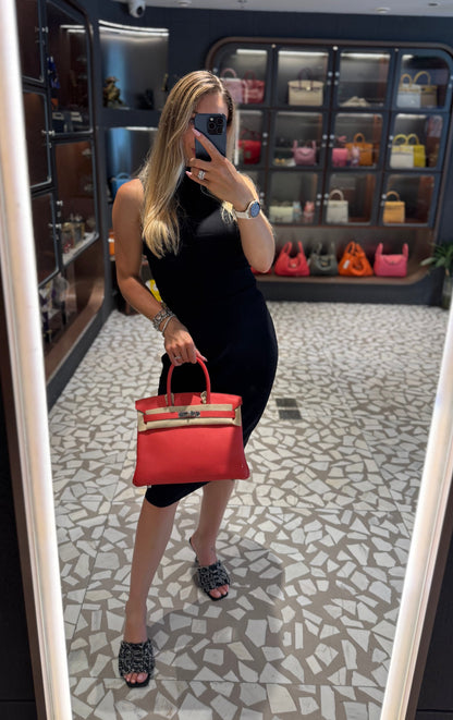 Pre-owned Certified Hermes Birkin 30 Rouge Pivoine 2R Togo Silver Hardware, 2015 (T), w/ Dust bag, lock&key