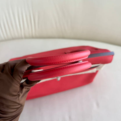 Pre-owned Certified Hermes Birkin 30 Rouge Pivoine 2R Togo Silver Hardware, 2015 (T), w/ Dust bag, lock&key