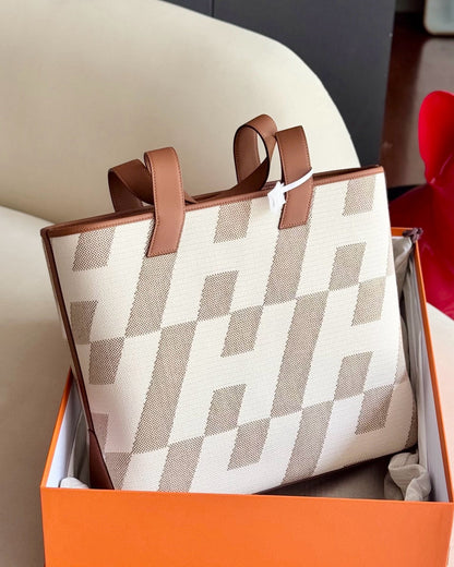 Pre-owned Certified Hermes Cabas En Biais 40 Tote Golden Brown, 2021 (Z), Not Used, w/ Full Set - Box, dust bag 