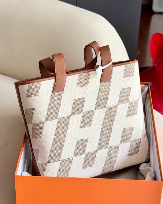 Pre-owned Certified Hermes Cabas En Biais 40 Tote Golden Brown, 2021 (Z), Not Used, w/ Full Set - Box, dust bag 