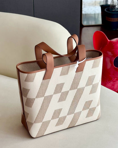 Pre-owned Certified Hermes Cabas En Biais 40 Tote Golden Brown, 2021 (Z), Not Used, w/ Full Set - Box, dust bag 