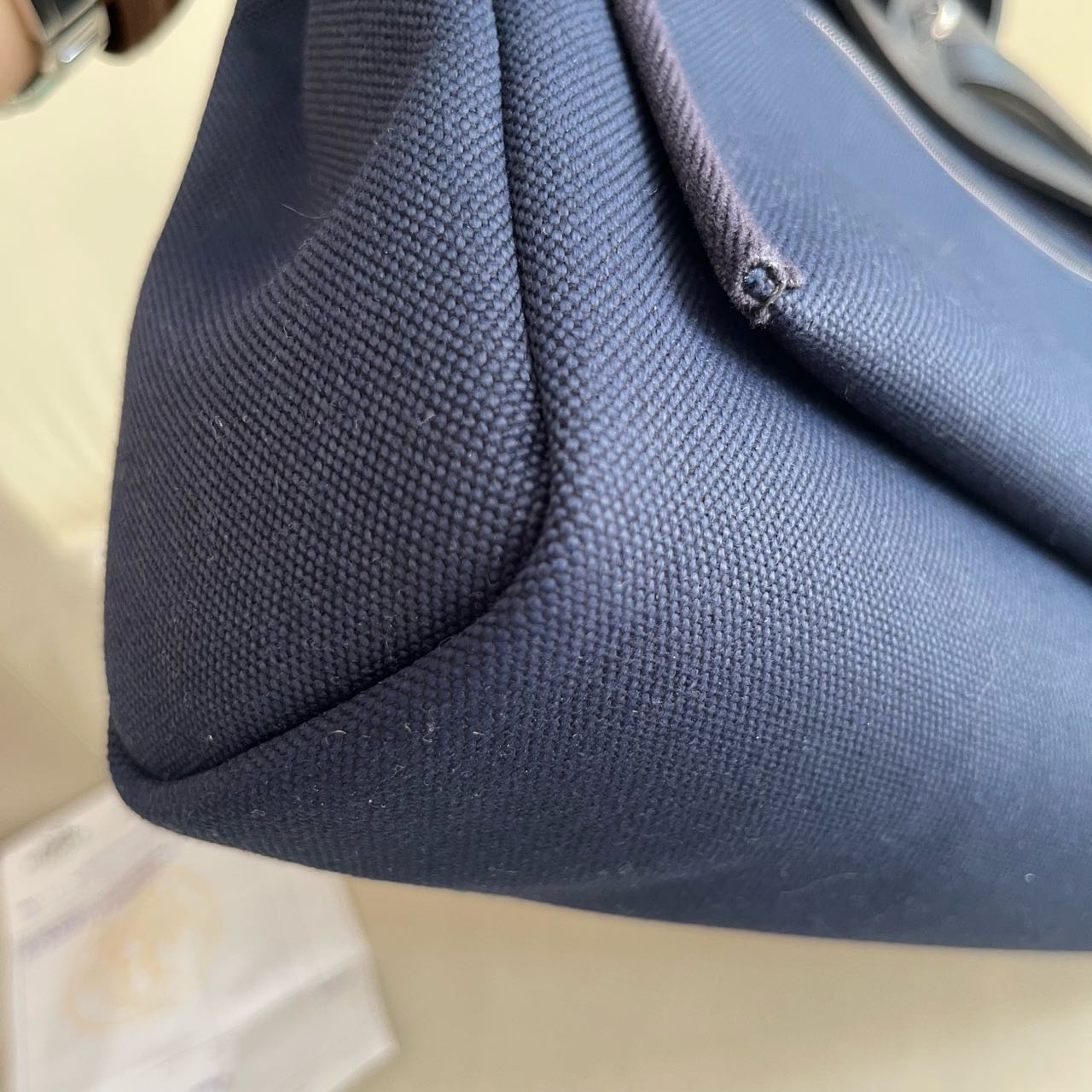 Pre-owned Certified Hermes Herbag Messenger 39 Dark Blue Canvas with Calfskin Silver hw, 2023 (B), w/ dust bag, lock&key