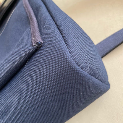 Pre-owned Certified Hermes Herbag Messenger 39 Dark Blue Canvas with Calfskin Silver hw, 2023 (B), w/ dust bag, lock&key