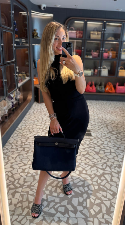 Pre-owned Certified Hermes Herbag Messenger 39 Dark Blue Canvas with Calfskin Silver hw, 2023 (B), w/ dust bag, lock&key