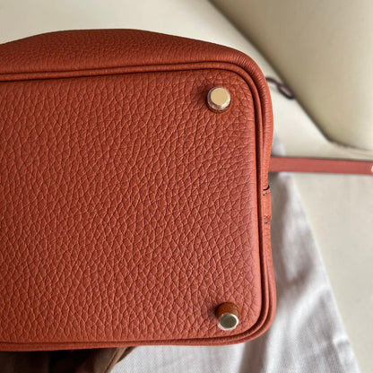 Pre-owned Certified Hermes Picotin 18 Cuivre 6C Clemence Leather Golden Hw, Not Used with tag, 2021 (Z), w/ Full Set - Hermes Box, dust bag, Lock&key