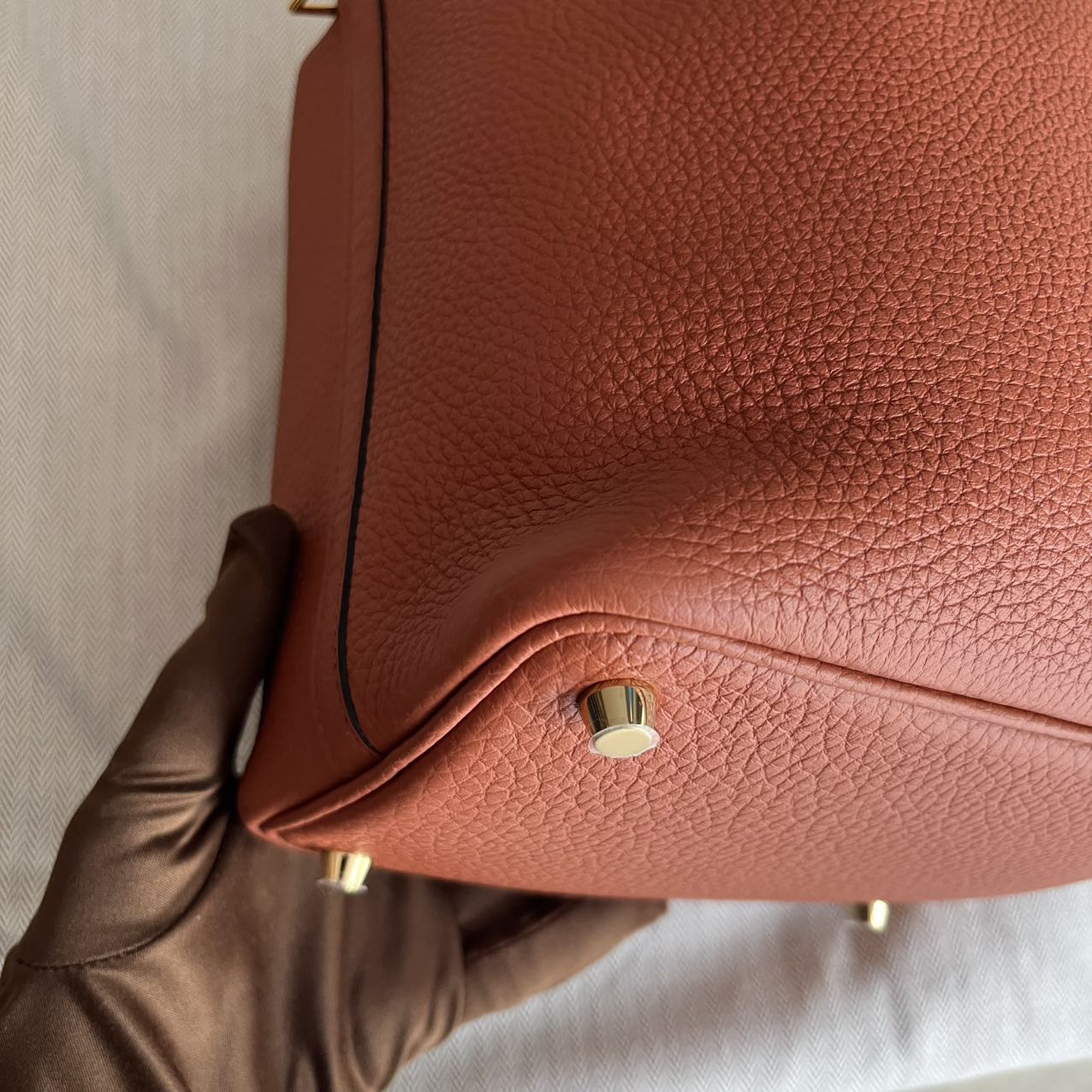 Pre-owned Certified Hermes Picotin 18 Cuivre 6C Clemence Leather Golden Hw, Not Used with tag, 2021 (Z), w/ Full Set - Hermes Box, dust bag, Lock&key