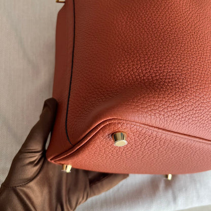 Pre-owned Certified Hermes Picotin 18 Cuivre 6C Clemence Leather Golden Hw, Not Used with tag, 2021 (Z), w/ Full Set - Hermes Box, dust bag, Lock&key