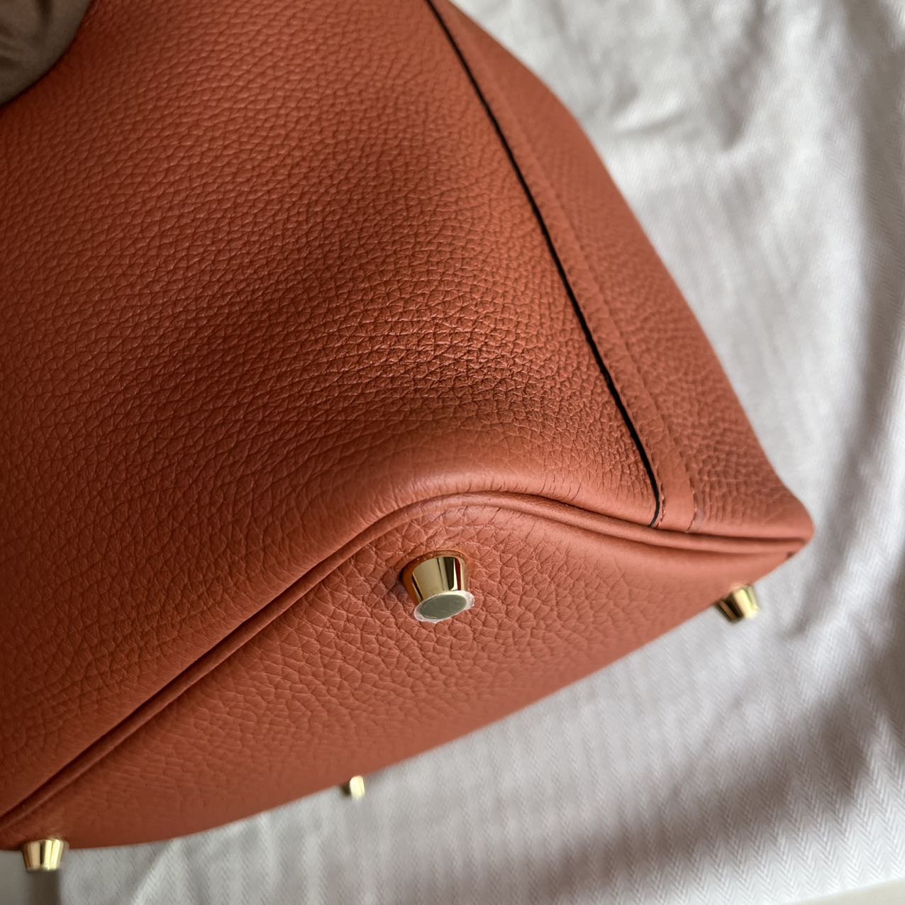 Pre-owned Certified Hermes Picotin 18 Cuivre 6C Clemence Leather Golden Hw, Not Used with tag, 2021 (Z), w/ Full Set - Hermes Box, dust bag, Lock&key