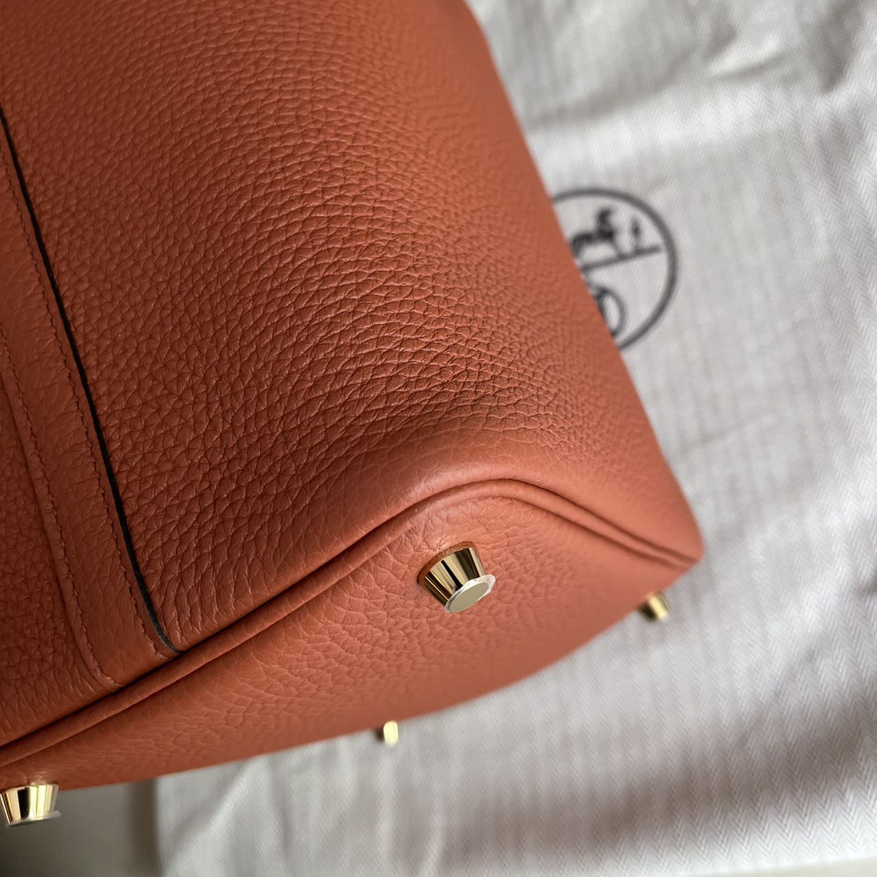 Pre-owned Certified Hermes Picotin 18 Cuivre 6C Clemence Leather Golden Hw, Not Used with tag, 2021 (Z), w/ Full Set - Hermes Box, dust bag, Lock&key