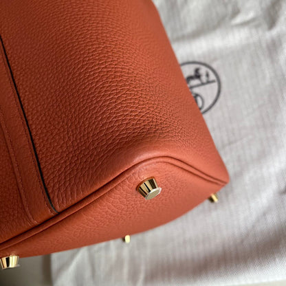Pre-owned Certified Hermes Picotin 18 Cuivre 6C Clemence Leather Golden Hw, Not Used with tag, 2021 (Z), w/ Full Set - Hermes Box, dust bag, Lock&key