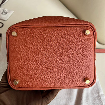 Pre-owned Certified Hermes Picotin 18 Cuivre 6C Clemence Leather Golden Hw, Not Used with tag, 2021 (Z), w/ Full Set - Hermes Box, dust bag, Lock&key