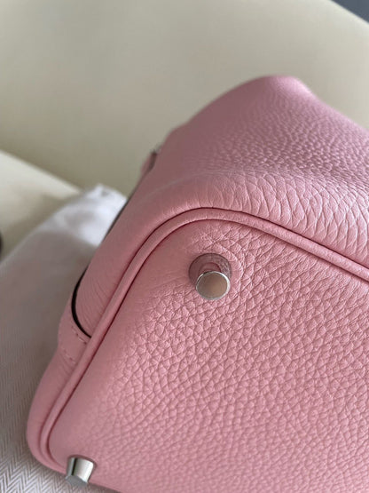 Pre-owned Certified Hermes Picotin 18 Rose Sakura 3Q Clemence Leather Silver Hw, 2024 (W), w/ Full Set - Box, dust bag, lock & key