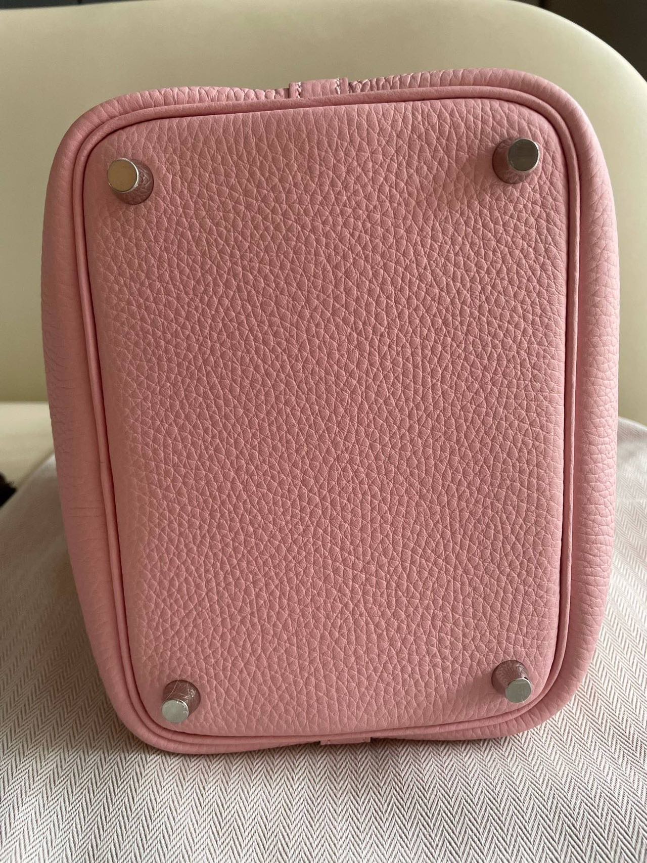 Pre-owned Certified Hermes Picotin 18 Rose Sakura 3Q Clemence Leather Silver Hw, 2024 (W), w/ Full Set - Box, dust bag, lock & key