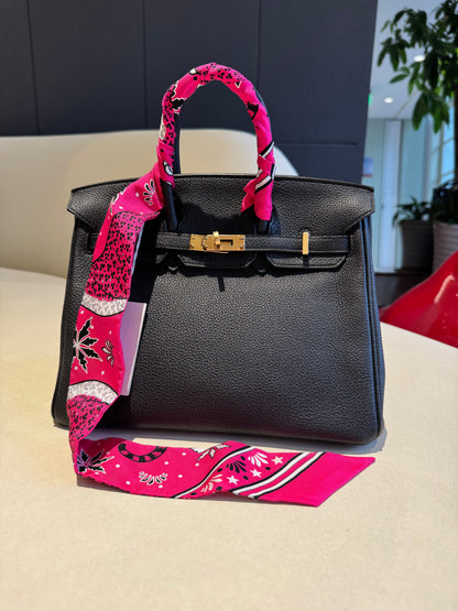 Not Used Hermes Silk Twilly "Les Leopards", w/ box