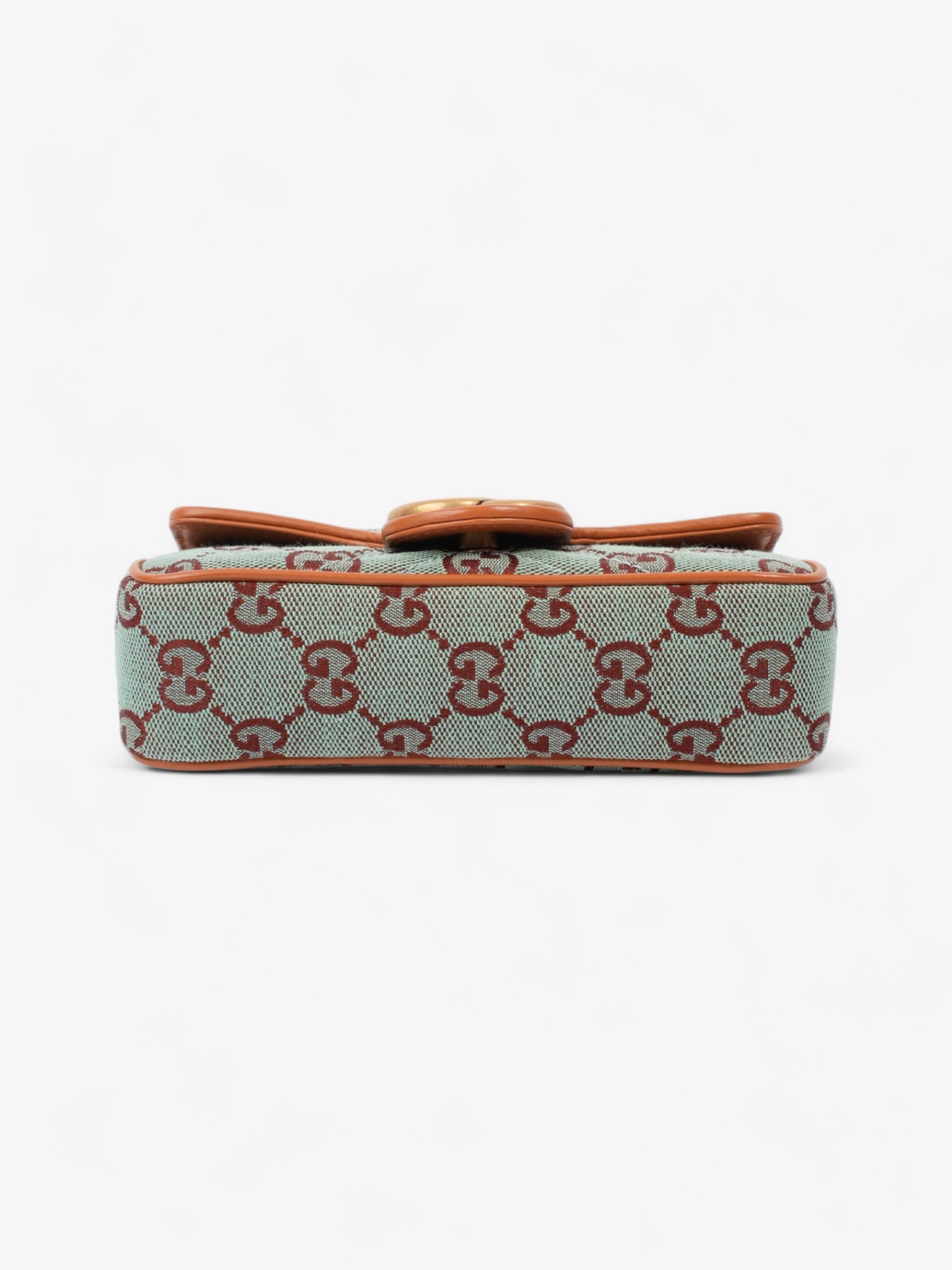 Gucci GG Shoulder Bag Pale Blue / Brown Canvas Super Mini