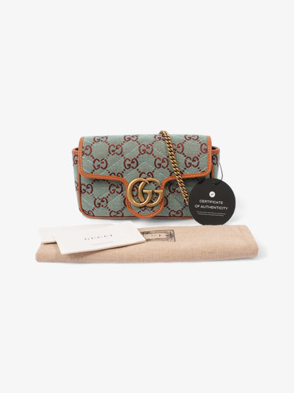 Gucci GG Shoulder Bag Pale Blue / Brown Canvas Super Mini