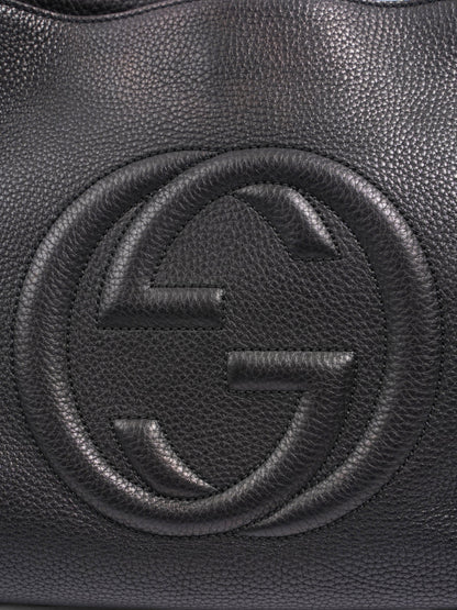 Gucci Soho Chain Tote Black Grained Leather Medium