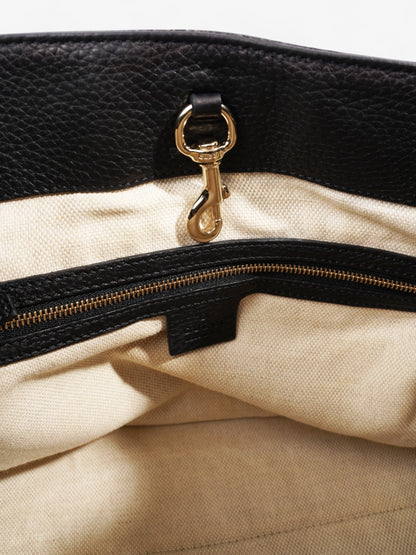 Gucci Soho Chain Tote Black Grained Leather Medium