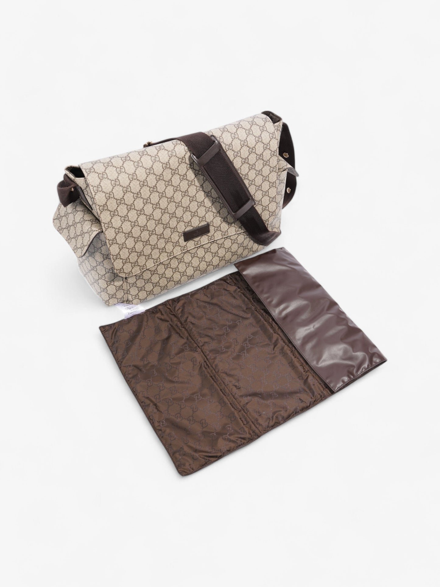 Gucci Baby Changing Bag GG Supreme / Brown Coated Canvas Medium