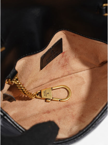 Gucci GG Marmont Black Matelasse Leather Super Mini
