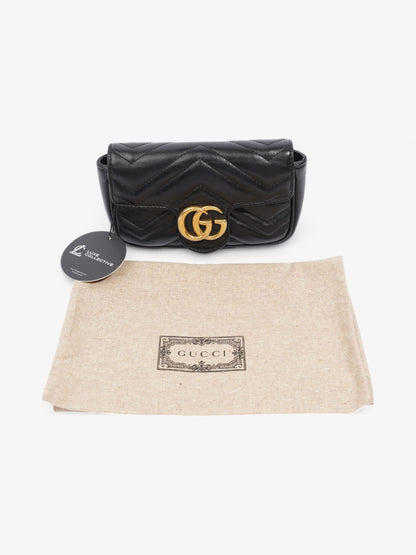 Gucci GG Marmont Black Matelasse Leather Super Mini