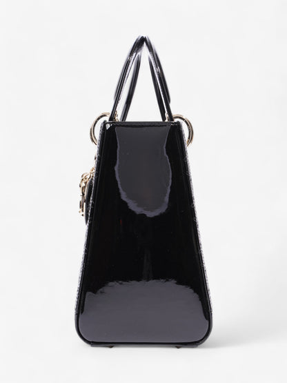 Christian Dior Lady Dior Black Patent Leather Medium