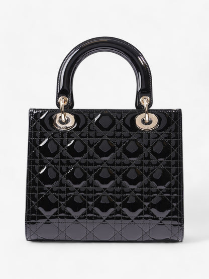 Christian Dior Lady Dior Black Patent Leather Medium