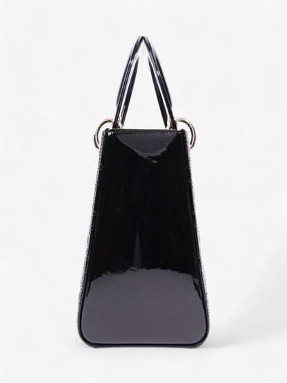 Christian Dior Lady Dior Black Patent Leather Medium
