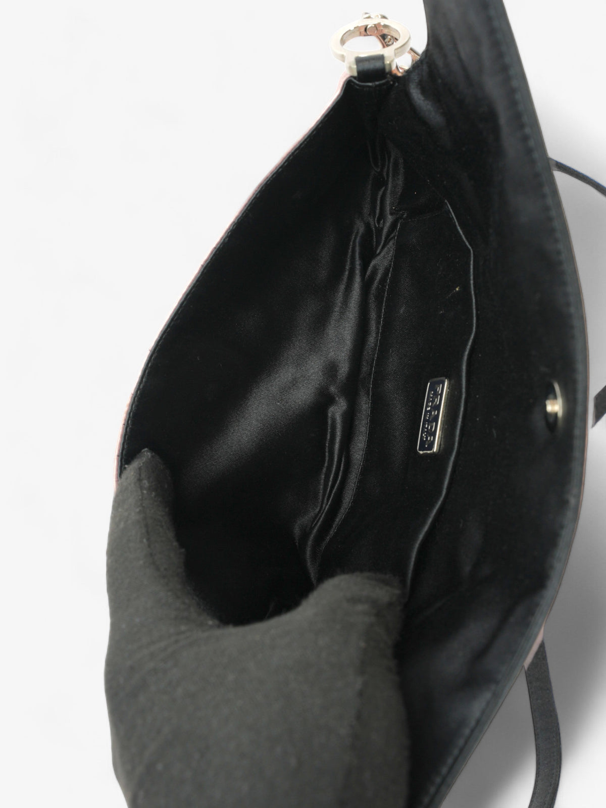 Prada Flap Pouch Pink / Black Satin