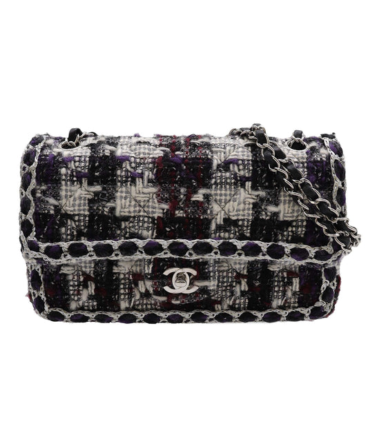 CHANEL CHAIN SHOULDER BAG TWEED LEATHER DXBS3477