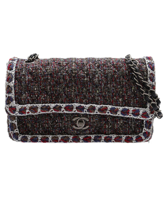 CHANEL CHAIN SHOULDER BAG TWEED LEATHER DXBS3476