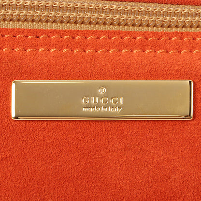 Gucci Suede Logo Plate Top Handle Bag Orange/Brown