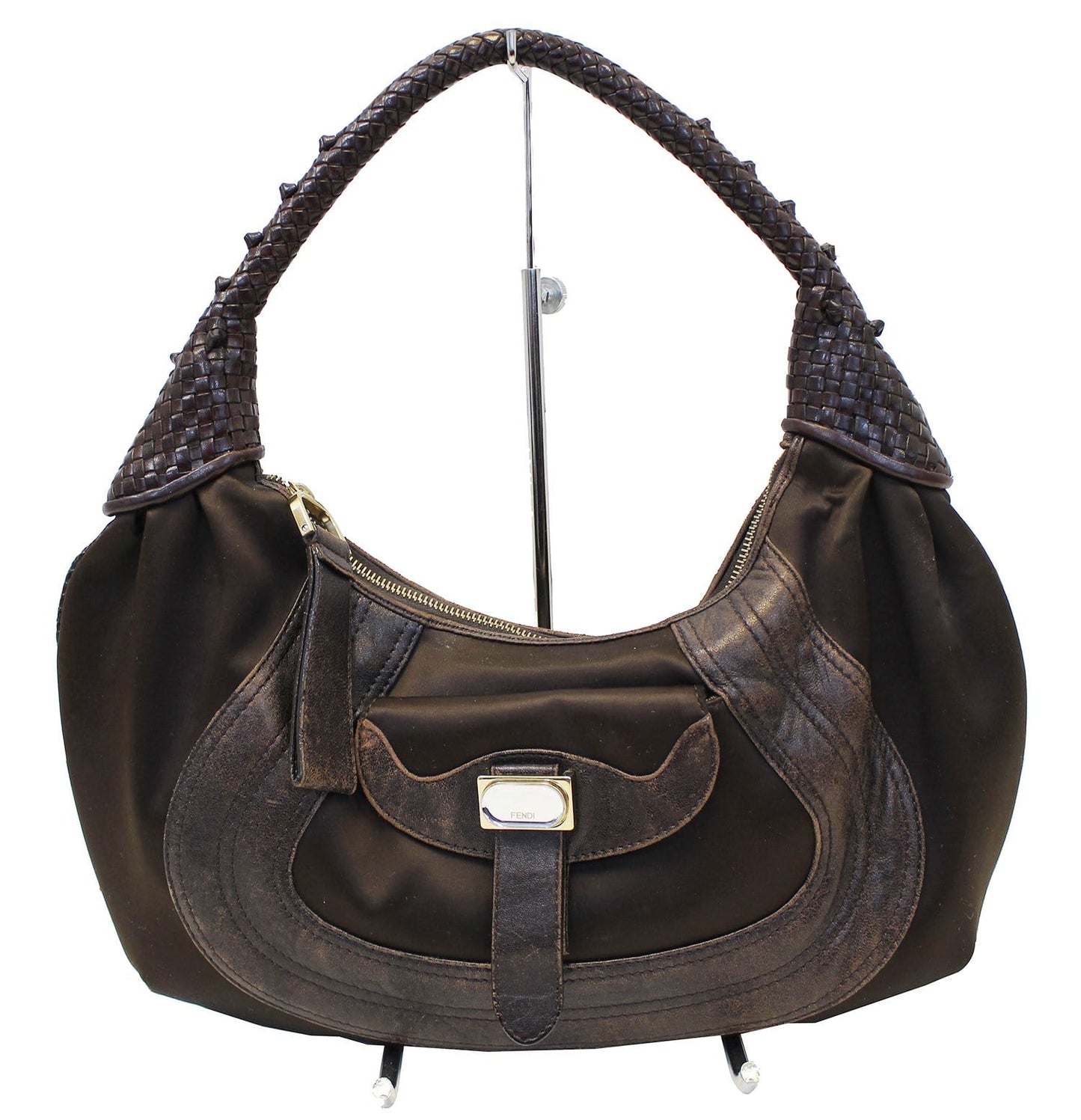 FENDI Brown Leather spy Hobo Bag