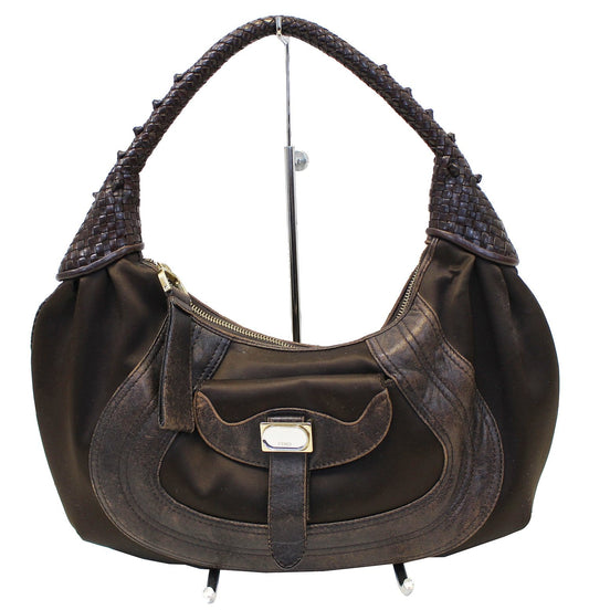 FENDI Brown Leather spy Hobo Bag