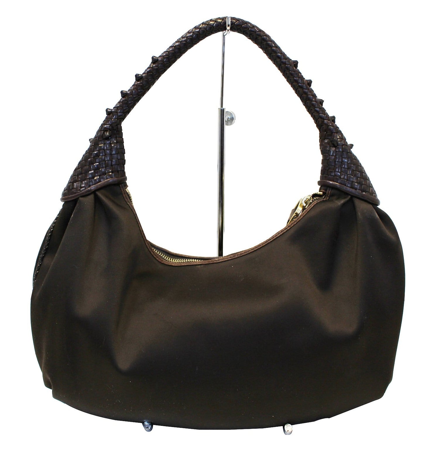 FENDI Brown Leather spy Hobo Bag