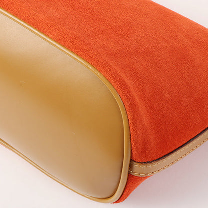 Gucci Suede Logo Plate Top Handle Bag Orange/Brown