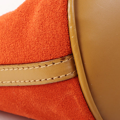 Gucci Suede Logo Plate Top Handle Bag Orange/Brown