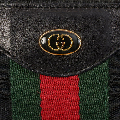 Gucci Gg Pattern Logo Plate Web Detailed Shoulder Bag Black