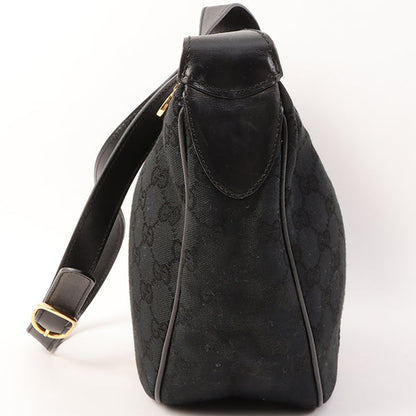 Gucci Gg Pattern Logo Plate Web Detailed Shoulder Bag Black