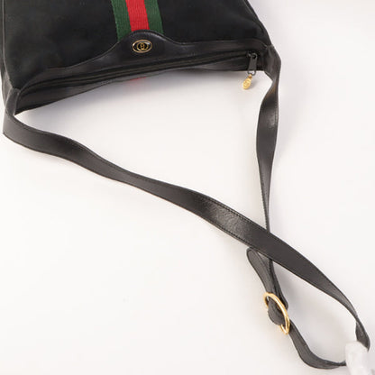Gucci Gg Pattern Logo Plate Web Detailed Shoulder Bag Black