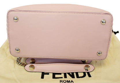FENDI DOTCOM Click Quilted Lambskin Pink Leather Chain Shoulder Bag