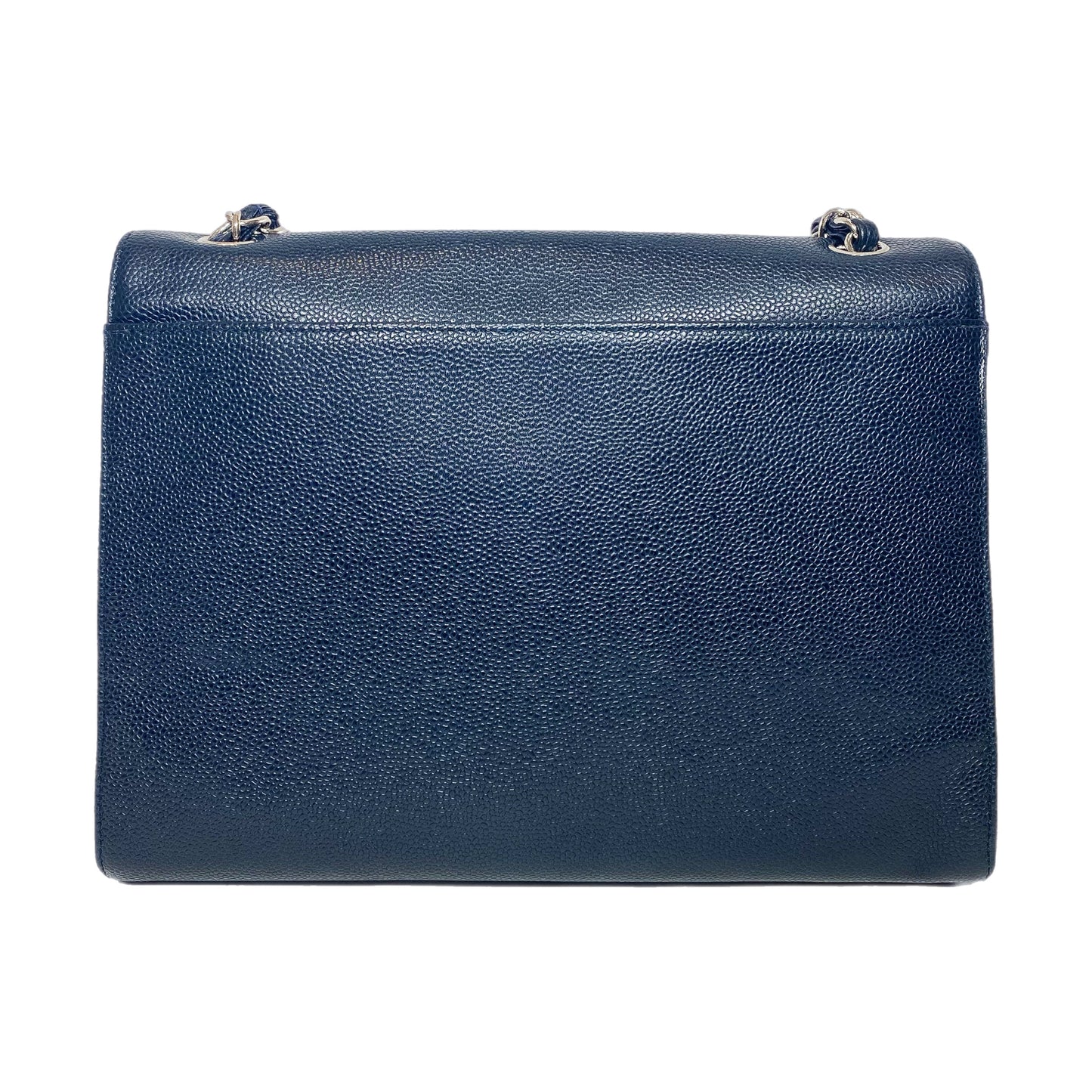 Chanel Flap Caviar Leather Navy Tote Bag