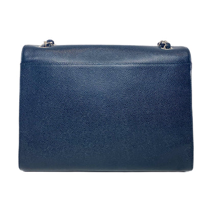 Chanel Flap Caviar Leather Navy Tote Bag