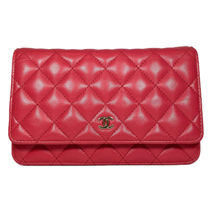 Chanel Raspberry Lambskin Wallet on Chain