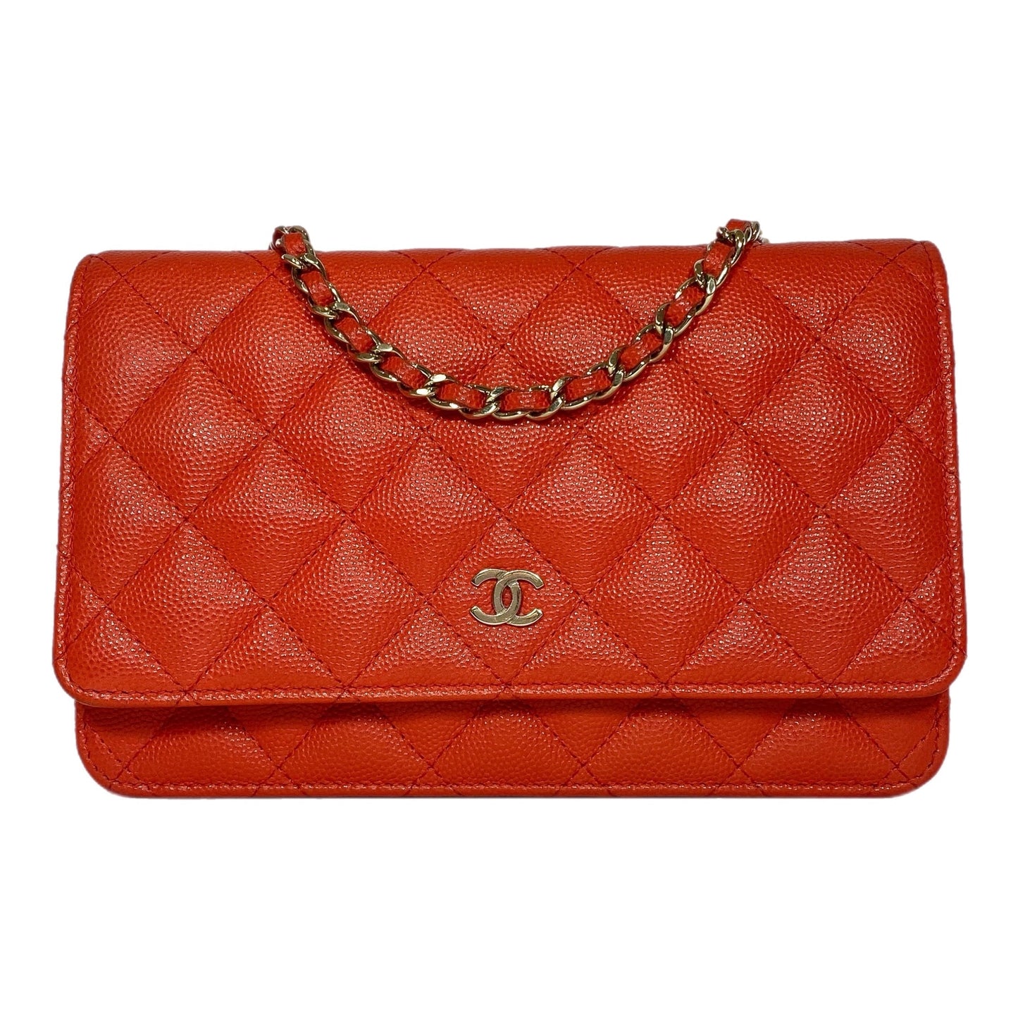Chanel Red Coral Caviar Wallet on Chain