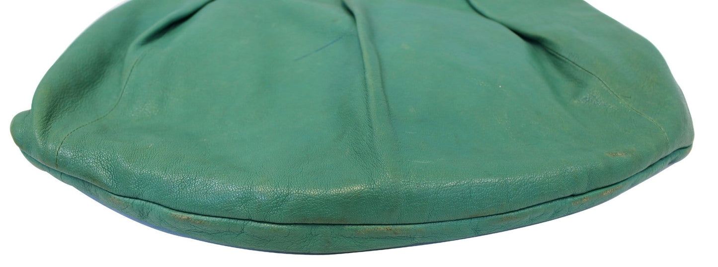 GUCCI Green Leather Bamboo Top Handle Shoulder Bag