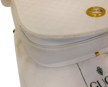 GUCCI Supreme White Flap Crossbody Bag Vintage