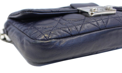 CHRISTIAN DIOR Miss Dior Cannage Quilted Leather Crossbody Bag Black