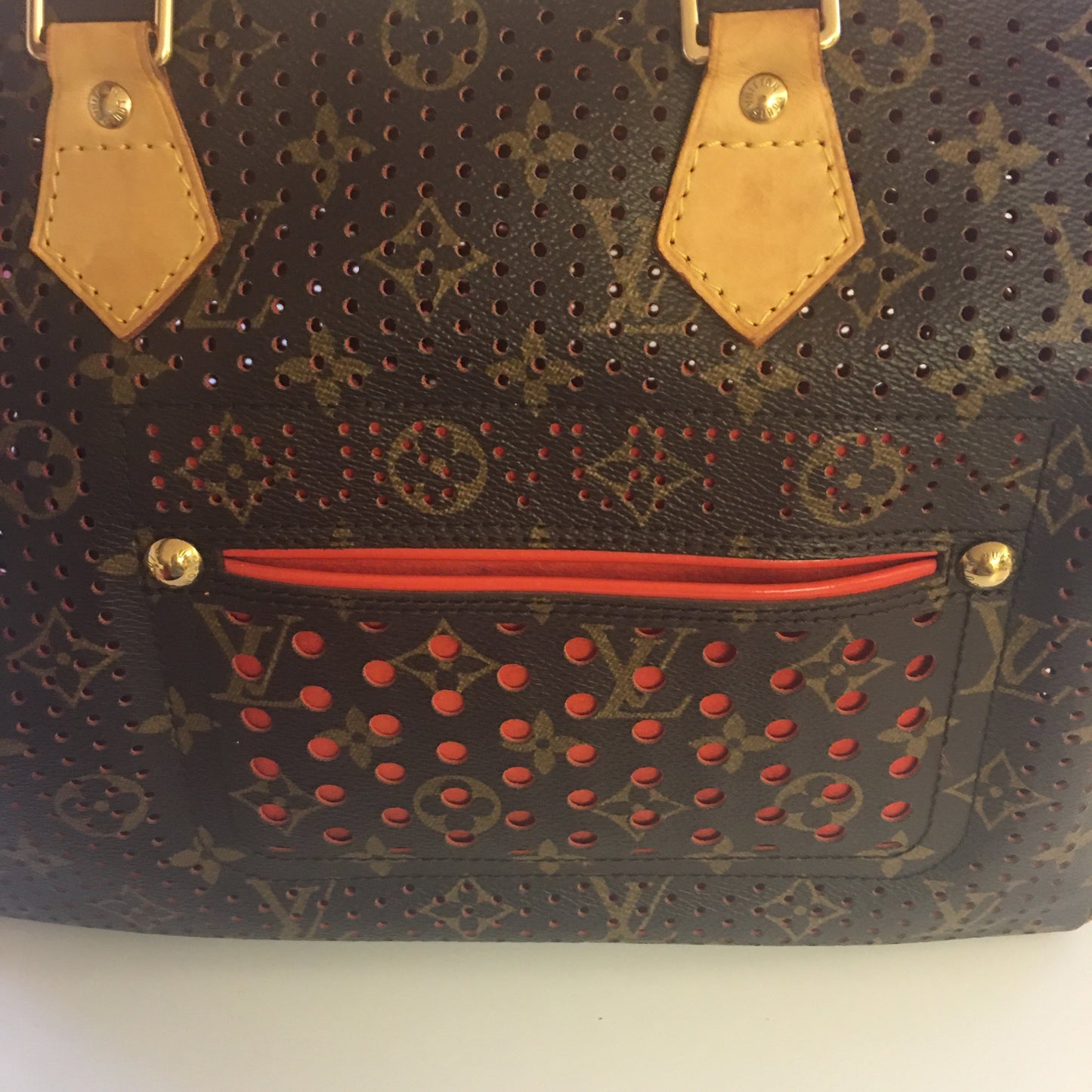 LOUIS VUITTON Limited Edition Orange Monogram Perforated Speedy 30 Handbag
